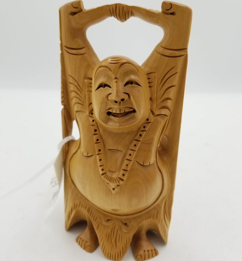 Wooden Laughing Buddha 6"