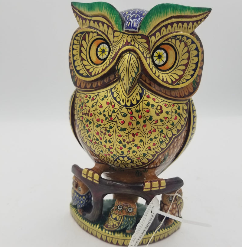 Wooden Owl Painted 8"