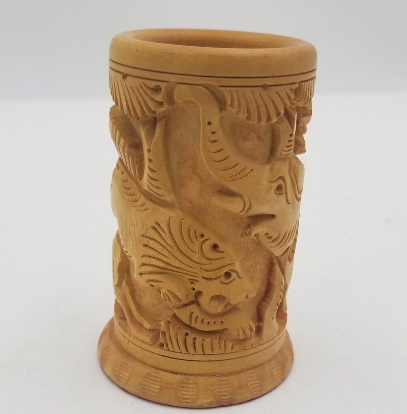 Wooden Pen stand carving 4"