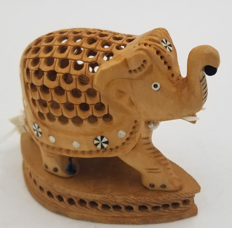 Wooden Elephant inlay undercut 4"