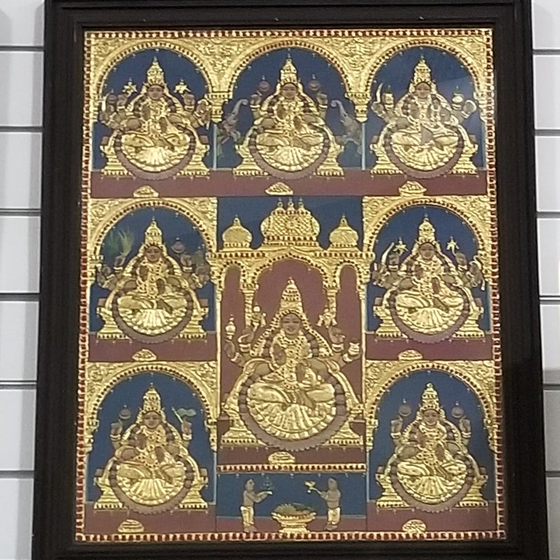 30” x 24” Ashtalakshmi Tanjore Painting with real gold foil