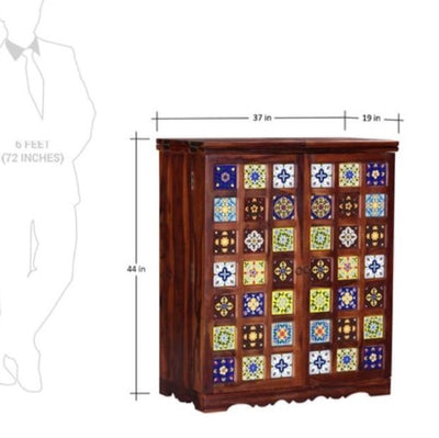 Solid Rosewood Tile Compact Design Ultra Modern Large Bar Cabinet