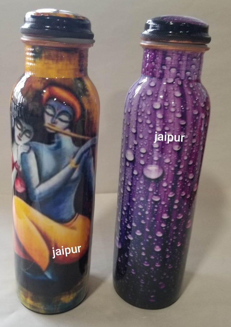 Copper Water Bottle - Meena Printed