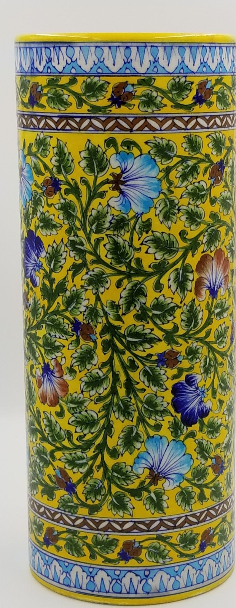 Blue Pottery Round Cylinder Jar 24"