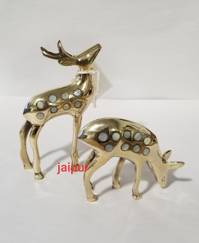 Brass Shell Deer Set of 2 -  MOP 6"