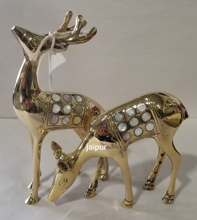 Brass Shell Deer Set of 2 - 8" Mop Polish