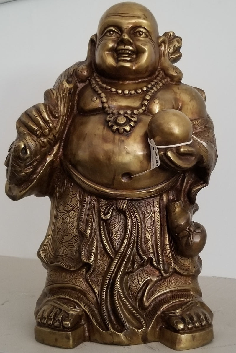 18"H x 11"W x 8"D Brass Laughing Buddha