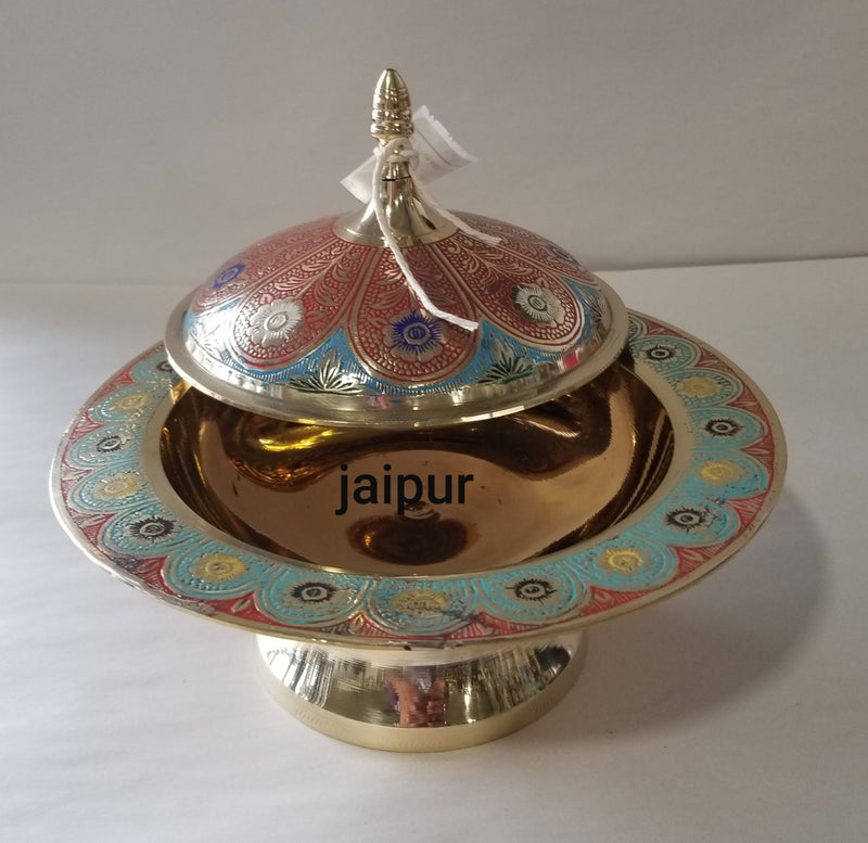 Brass Container with Lid 7" MIna