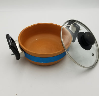 1.36 Liter Clay Small Handi Vessel Glass Lid
