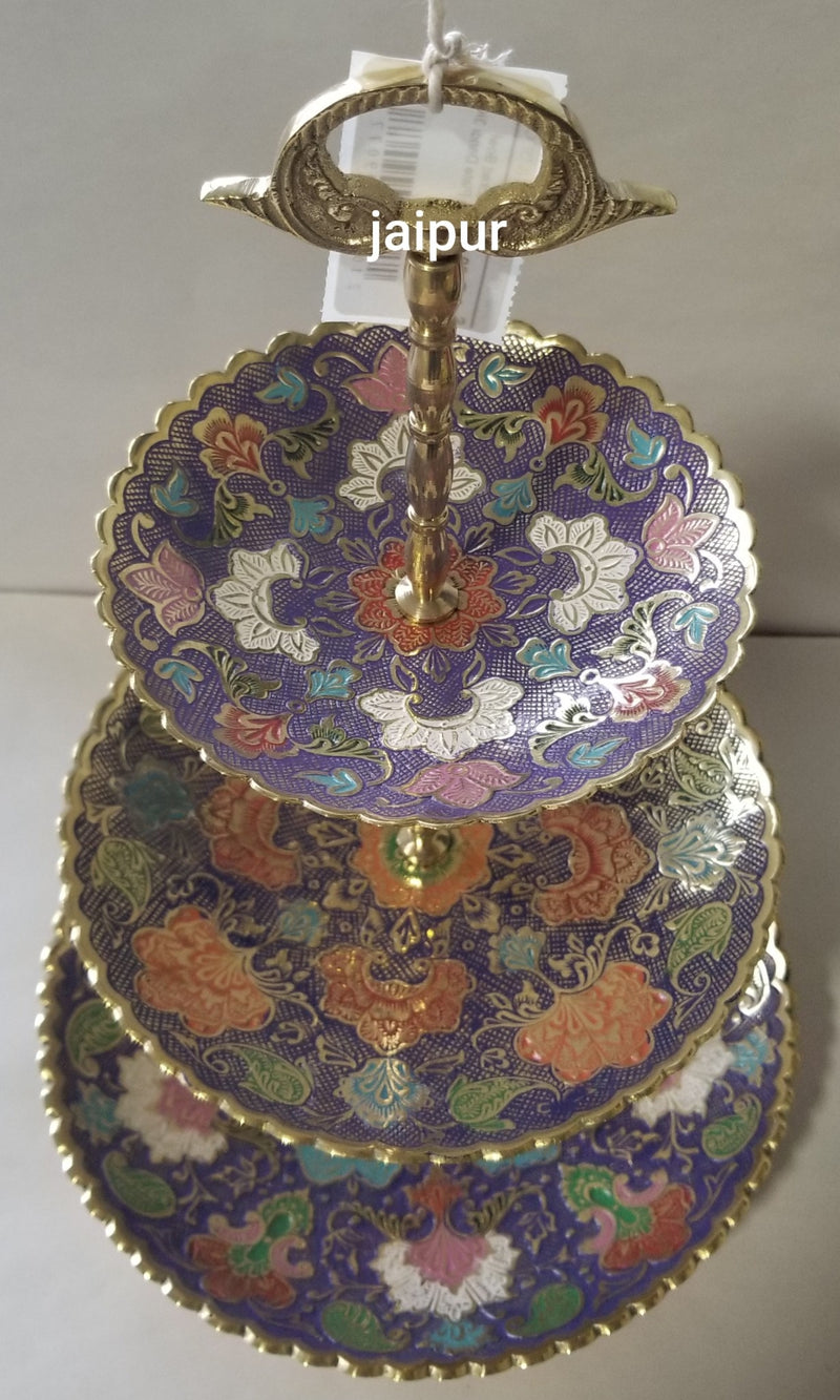 Brass Stacked Cake stand - Chicken Plate Dandi 3KA Mina