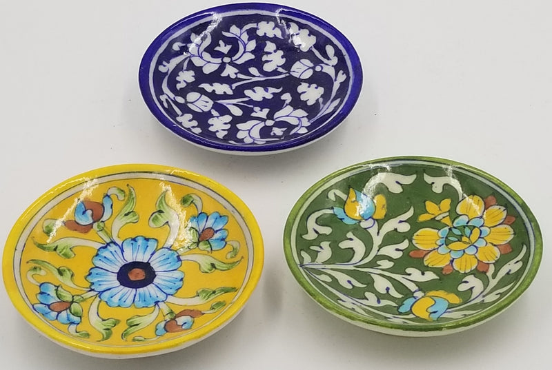 Blue Pottery Wall Plate 4"
