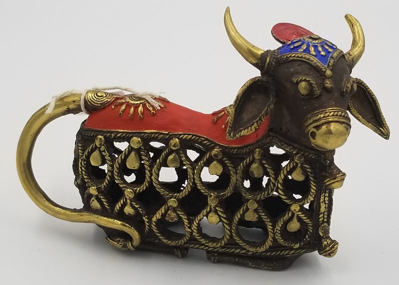 Dhokra Brass Nandi Jalli Sitting - 20 x 15 x 7 cms