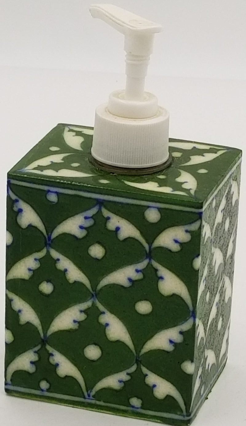 Blue Pottery Soap Dispenser Square 6"