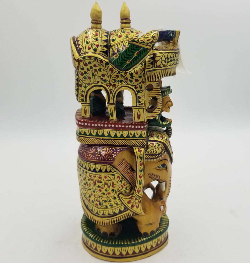 Wooden Elephant Ambabari 10" Painted